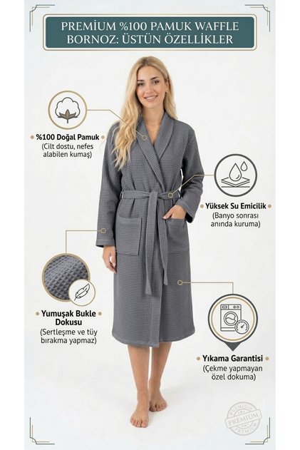 100% Cotton Waffle Pike Bathrobe Unisex Summer Thin Bathrobe Quick Drying Hammam Sauna Bathrobe