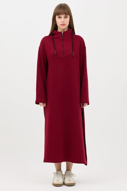 Zippered Sweatshirt Claret Red