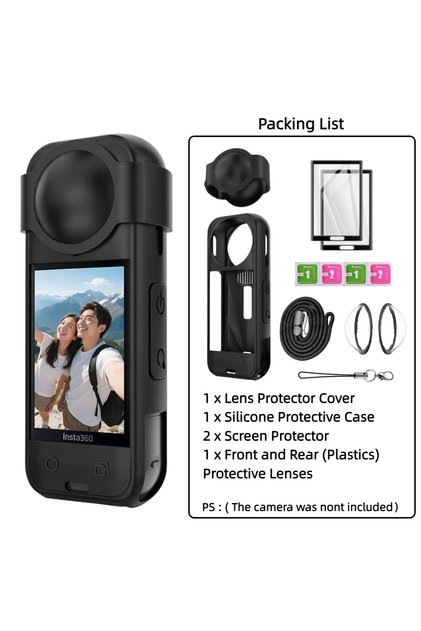 Set 7 For Insta 360 X5 Camera Protective Accessory Kit Lens Guard/Silicone Protective Cover/Screen P