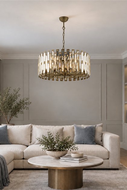 Gallıano Eskitme Kristalli, Taşlı Modern Tasarım Kristal Salon Avize