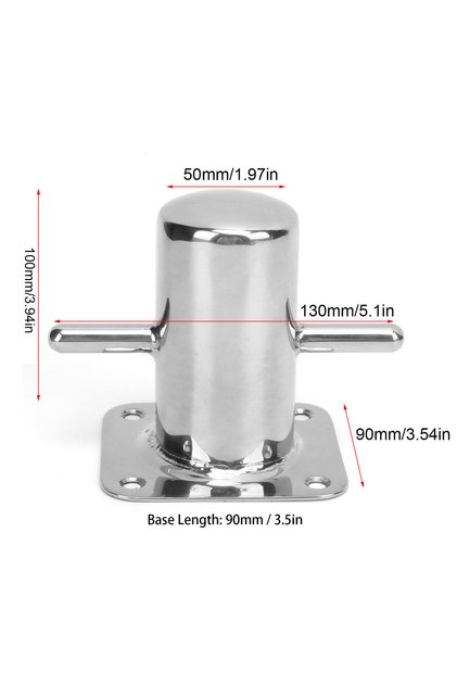 90mm 316 Stainless Steel Single Mooring Bitt Heavy Duty Cross Bollard Cleat Marine Hardware Accessor