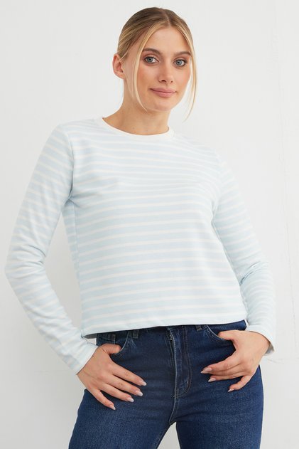 3 Thread Stripeless Striped Crew Neck Sweatshirt