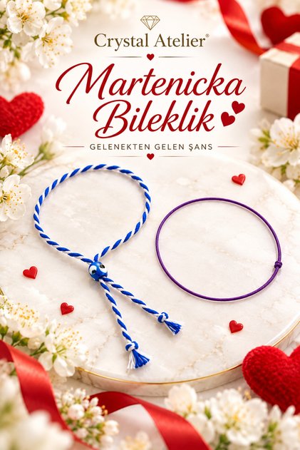 Marteniçka Bracelet Set with Evil Eye Beads Blue White Purple String Good Luck Bracelet