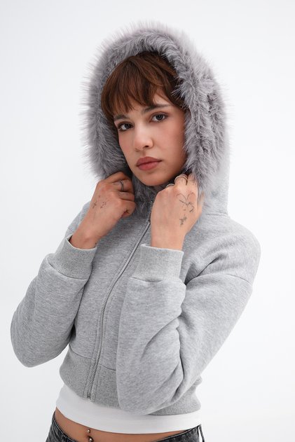 Shawl-Style Fur Cardigan H9050