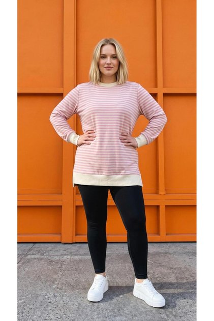 Women's Plus Size Striped Sweatshirt Relaxed Fit