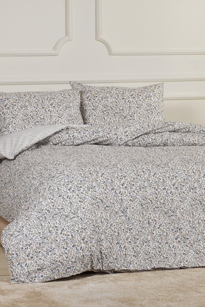 Betty Duvet Cover Set Double Size 100% Cotton Ranforce Fitted Sheet (200X220 cm) Beige