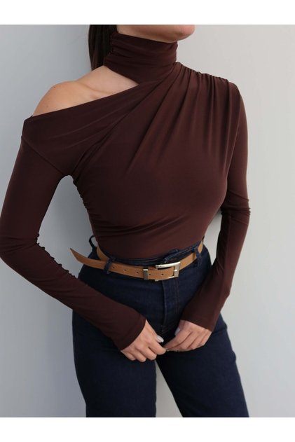 Low-Shoulder Draped Blouse E.H Collection