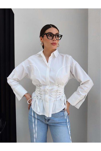 Cămașă cu detaliu corset și șireturi