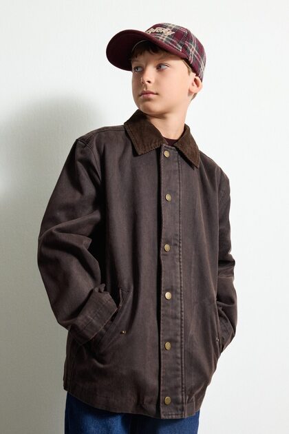 Contrast Collar Snap Closure Cotton Lined Bomber Jacket Coat Boy's G9643A826Au