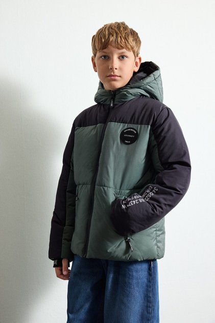 Color Blocked Hooded Puffer Coat for Boys H0448A826Wn
