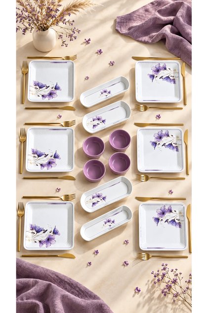 Lila Lotus 14 Piece Luxury Breakfast Set for 6 People Breakfast Presentation Set