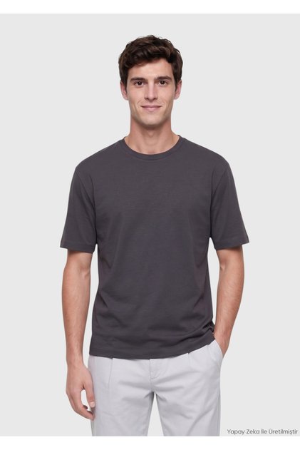 Tricou simplu din amestec de bumbac antracit