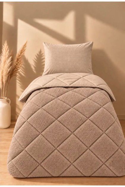 Single Person 4 Piece Wellsoft Fleece Fluffy Sleeping Set / Brown Kapitek Tk