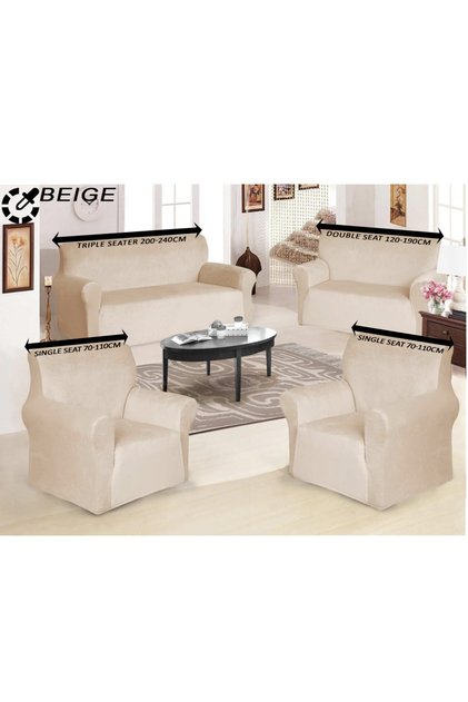 Sofa Cover Velvet 4 Pieces Set of 7 Seater (3+2+1+1) Anti Wrinkle Slip Resistant Furniture Protector