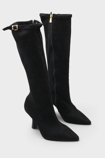 Lucia Stretch Pointed Toe Side Zipper High Heeled Stylish Women's Boots