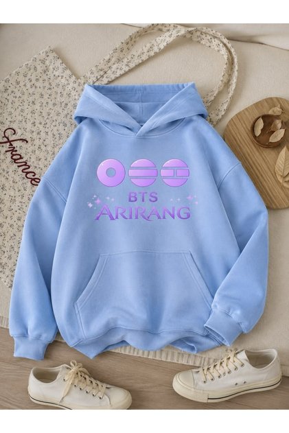 Bts Arirang Printed Cotton 3 Thread Threaded Oversize Sweatshirt