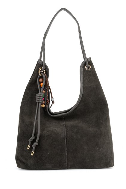 , Women's Genuine Leather Shoulder and Hand Bag 163979Z5024 Dark Gray
