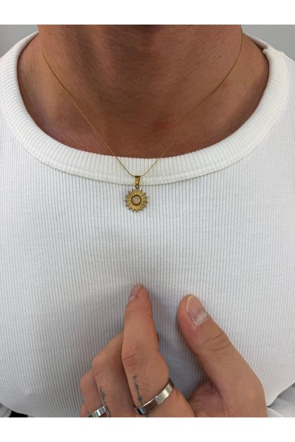 Gold Güneş Figürlü Kolye