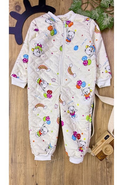 Winter plush snowsuit for babies - warm, zippered outerwear for outdoor use
