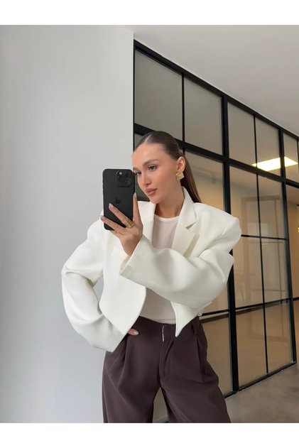 Premium Padded Crop Blazer Jacket