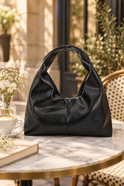 Black Shk356 Vintage, Soft Form, Wide Shopper, Women's Shoulder Bag