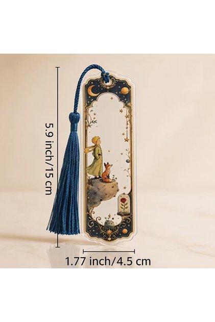 Style B Little Prince 2D Flat Acrylic Tassel Bookmark, Hollow Starry Sky Fox & Rose Planet Design, L