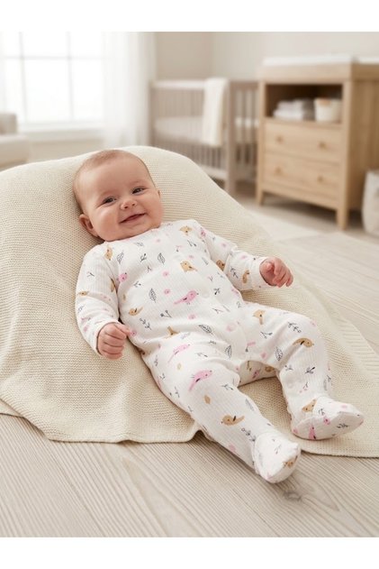 Printed Baby Long Sleeve Snap-On Bodysuit