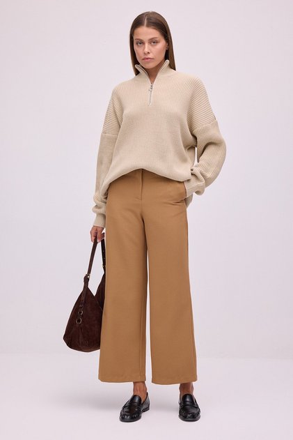 High Waist Pants with Zipper