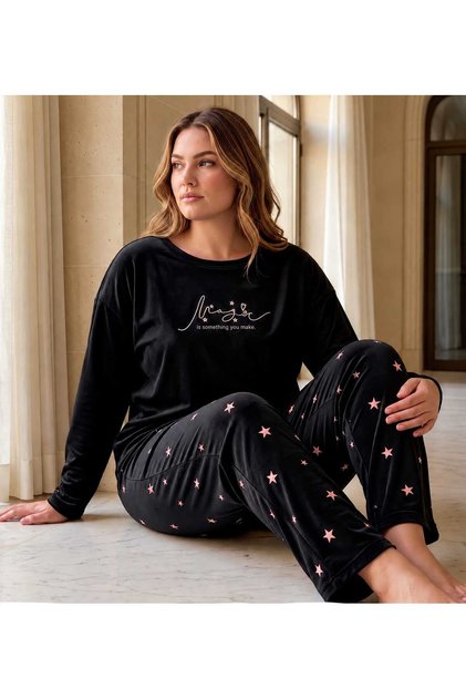 Warm and Luxurious French Velvet Soft Plus Size Pajama Set
