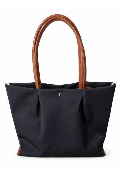 Women's Black Three-Compartment Tote Shoulder Bag