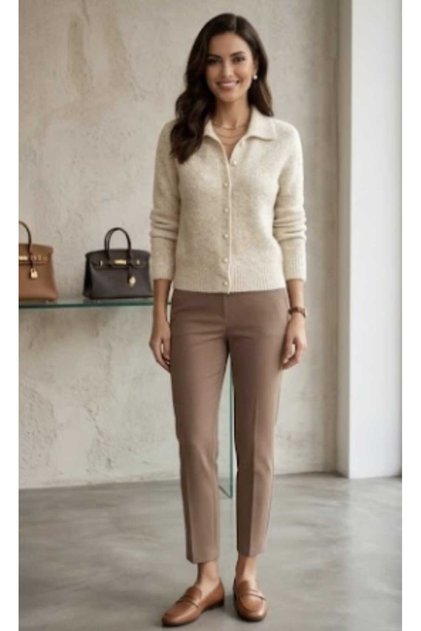 Chickpea color men's lapel buttoned short soft textured jacket sweater