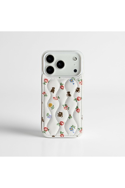 iPhone 18 Pro Max (6.9 Inch) Compatible Quilted Floral Pattern Puff Case with Special Box