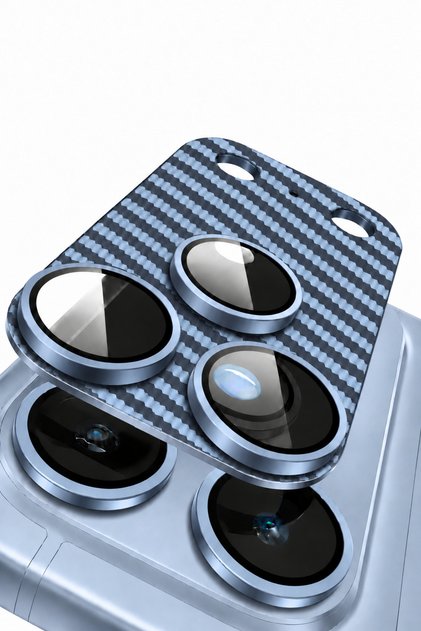 (Carbon Sapphire) iPhone 17 Pro Max / 18 Pro Max Compatible Camera Lens Protector with Frame Ar+Af Sapphire Full Coverage Protective Glass