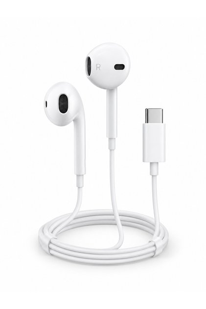 Shopee Apple Earpods Wired Earphone with Usb-C Port for Voice and Call Control - White