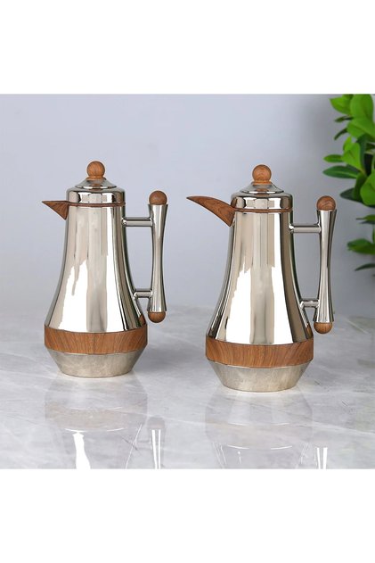 Trams Royal Steel Set with Elegant Design and Wood Touch - Brown Nickel - 1 + 1 Liter