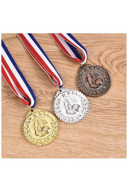 3-Piece Gold Silver Bronze Award Medals with Ribbon Winner Awards 1st 2nd 3rd Metal Football Medals