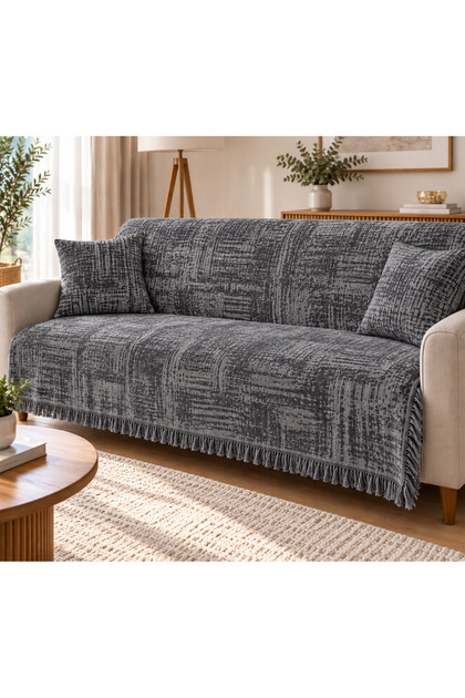 Keten %100 Pamuklu Çift Taraflı Çekyat&Koltuk Örtüsü 180x220cm