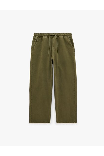 Cotton Jogger Jean Trousers with Tie Waist and Pockets