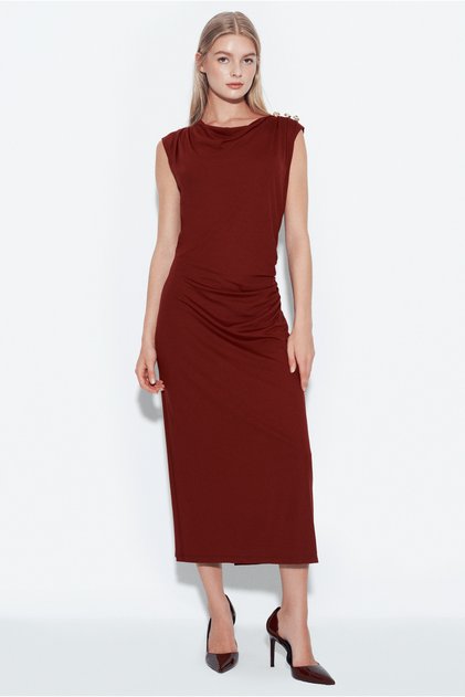 Button Detailed Midi Dress