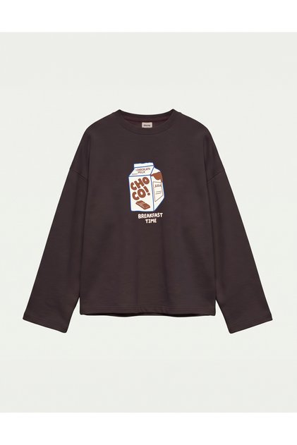 Oversize 100% Cotton 3 Thread Sweatshirt - Choco!