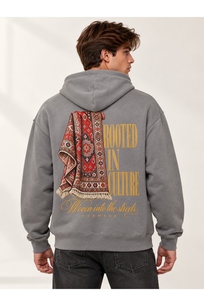 Oversize Kilim Printed Sweatshirt Hoodie 3 Yarn Shardonlu Rooted Culture