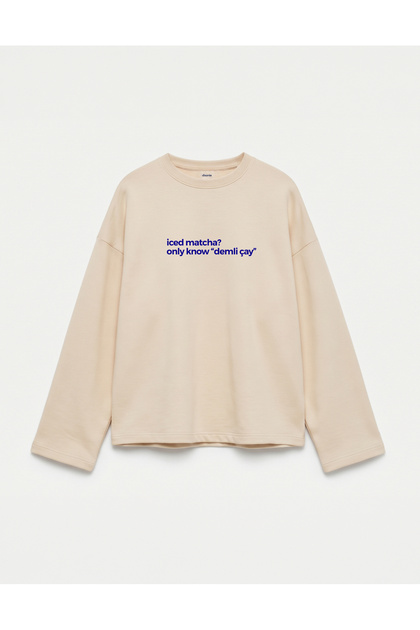Oversize 100% Cotton 3 Thread Sweatshirt - "Demli Tea"
