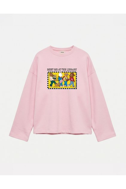 Oversize 100% Cotton 3 Thread Sweatshirt - Meet Me at the Library