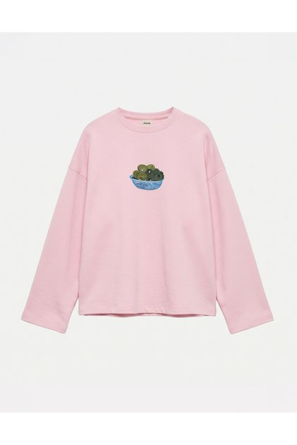Oversize 100% Cotton 3 Thread Sweatshirt - Olive