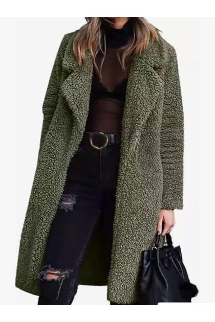 New Season Single Button Lined Double Pocket Winter Super Soft 100% Cotton Stylish Women's Plush Coat