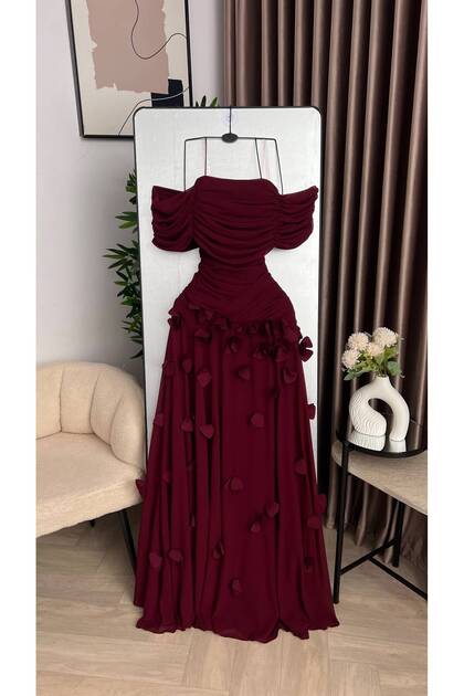 Dark burgundy luxury evening dress