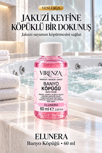 Jakuzi ve Banyo Köpüğü 60 ml Parfümlü Köpürtücü Sıvı Manikür Pedikür Köpüğü-ELUNERA