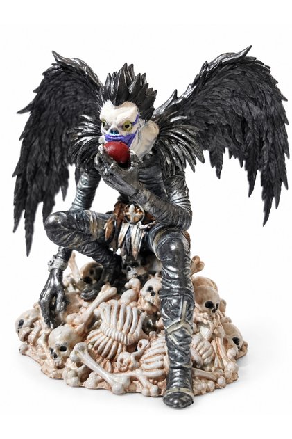 Death Note Ryuk Figürü Elma Tutan Kanatlı Kemikli Tabanlı Dekoratif Anime Heykel ryuk figür death note figürü