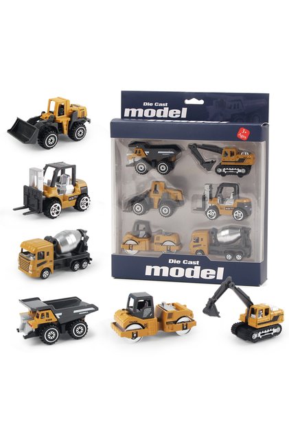 B with color box 6pcs/set Alloy Engineering Truck Toy Loader Vehicle Excavator Tractor Toys Car Clas
