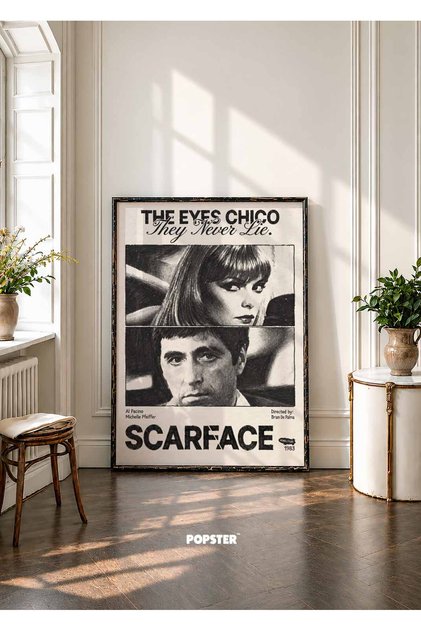 Scarface Poster - İki karakterin bakışları - Film Afişi - ( Çerçevesiz )